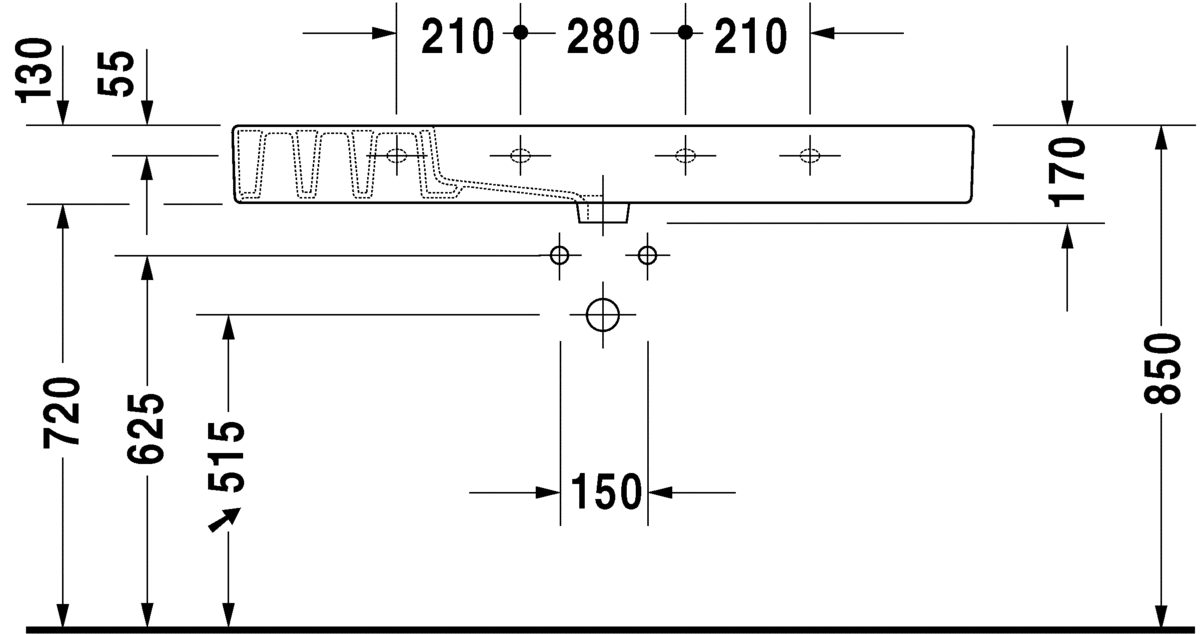 Раковина для мебели  Duravit Vero 0329120000 125х49 см