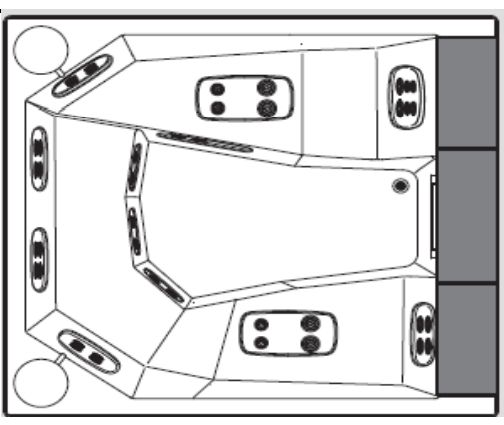 Бассейн с гидромассажем GRUPPO TREESSE QUARZ LIGHT POOL PQ2352BN00GR 2350 мм х 2350 мм х 900 мм, с фильтрацией, хромотерапией и дезинфекцией, белый/серый