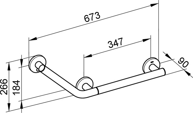 Поручень угловой 135° исполнение слева 673/266 мм KEUCO PLAN CARE 34907 010402 Хром