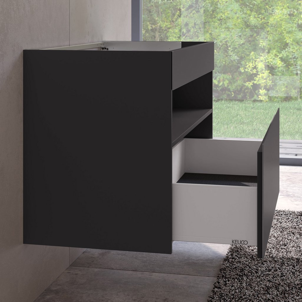 Тумба под раковину с освещением KEUCO STAGELINE 32872 970100 490 мм х 1000 мм х 625 мм, с 1 выдвижным ящиком, с сифоном,  вулканит/вулканит