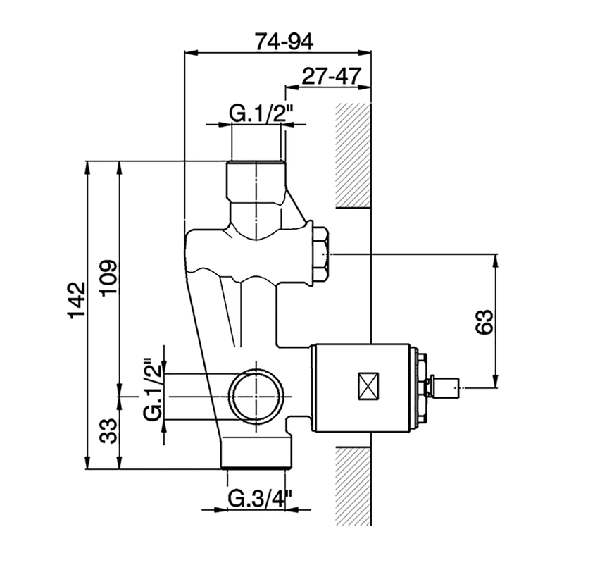 Внутренняя часть однорычажного смесителя для душа CISAL LineaViva ZA00521004 с переключателем, латунь