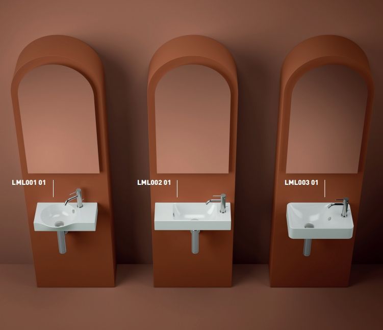 Раковина подвесная ARTCERAM BRICK LML002 01 00 540 мм х 200 мм, c отверстием под смеситель справа, c переливом, белый глянцевый