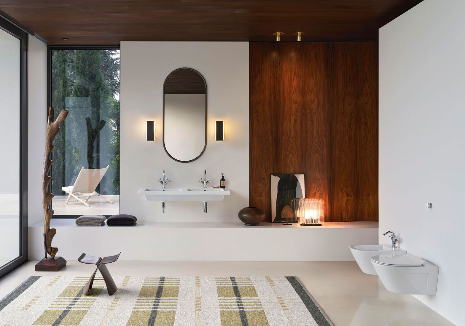 Раковина двойная подвесная/встраиваемая GSI NORM 8627111 1250 мм х 500 мм, с отверстиями под смеситель справа и слева, с переливом, белая глянцевая