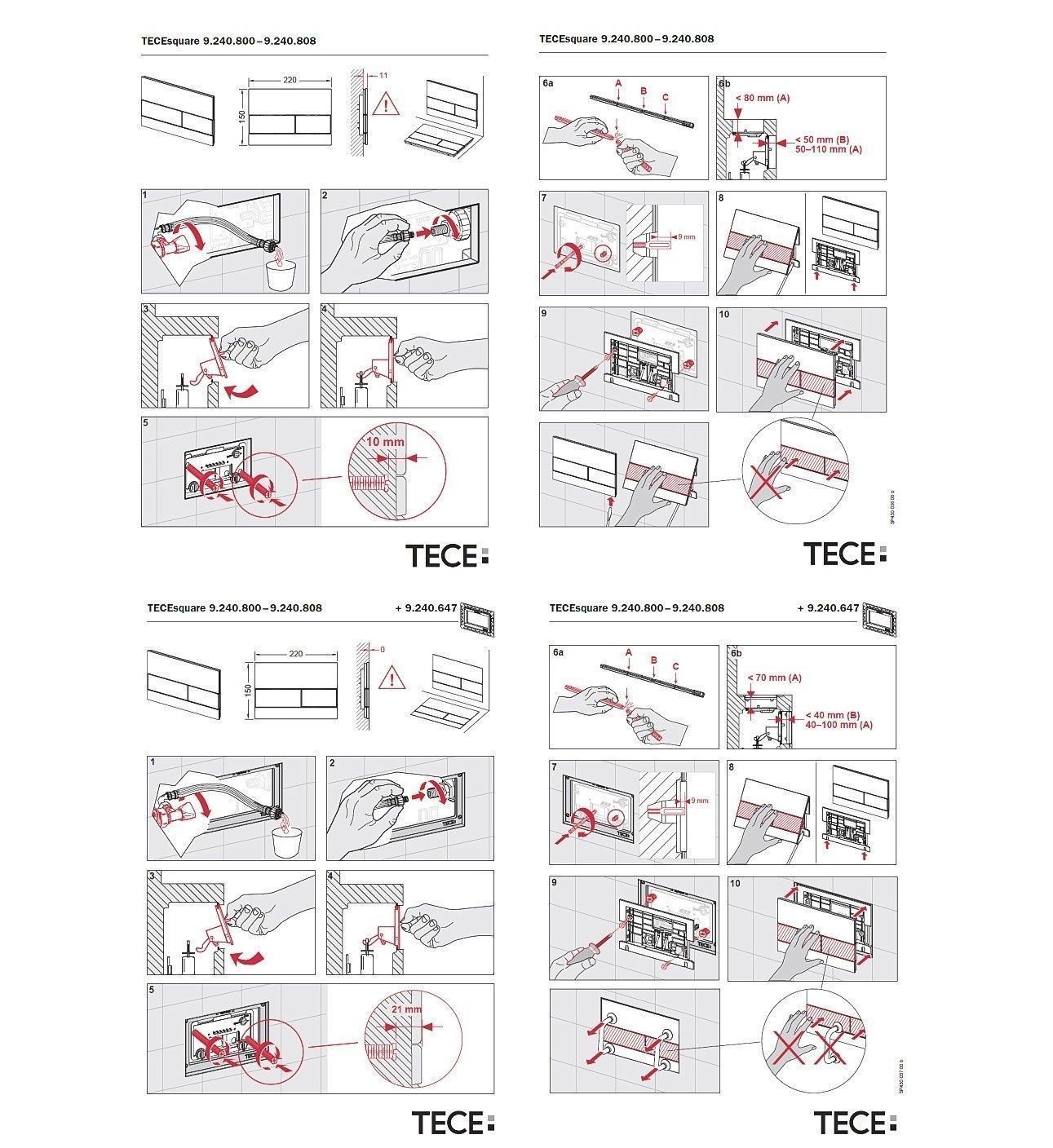 Панель смыва с двумя клавишами TECE TECEsquare II 9240838 Позолоченный сатин