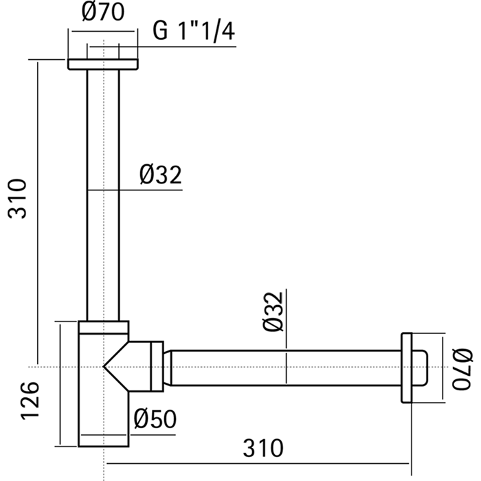 Сифон 1"1/4 для раковины CISAL Xion ZA004130D1 цвет Нержавеющая сталь