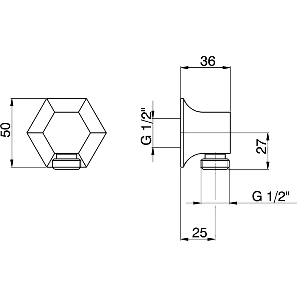 Шланговое подключение CISAL Cherie CE01700024 для душевого шланга, G1/2", цвет Золото/Хром