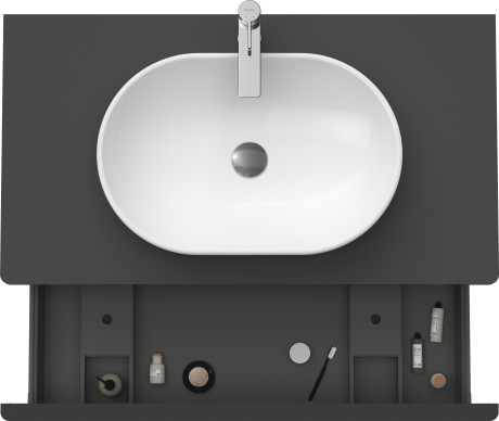 Тумба подвесная под раковину DURAVIT D-Neo DE494804949 1000 мм х 550 мм, с 1 выдвижным ящиком и консолью, графит матовый