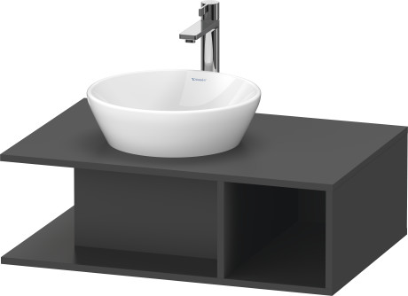 Тумба подвесная под раковину DURAVIT D-Neo DE492804949 800 мм х 550 мм, с консолью, с открытой полкой справа, графит матовый