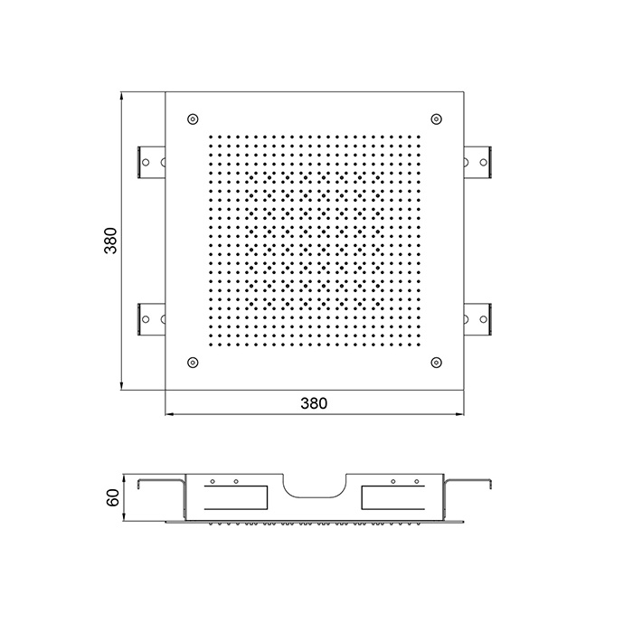 Двухрежимный встроенный потолочный верхний душ ALMAR Velvet Rain E044282.MB 380 мм х 380 мм, цвет Чёрный матовый