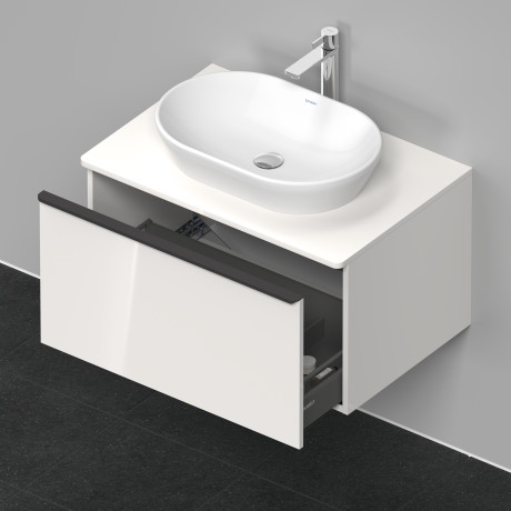Тумба подвесная под раковину DURAVIT D-Neo DE494702222 800 мм х 550 мм, с консолью, с одним выдвижным ящиком, белый глянцевый