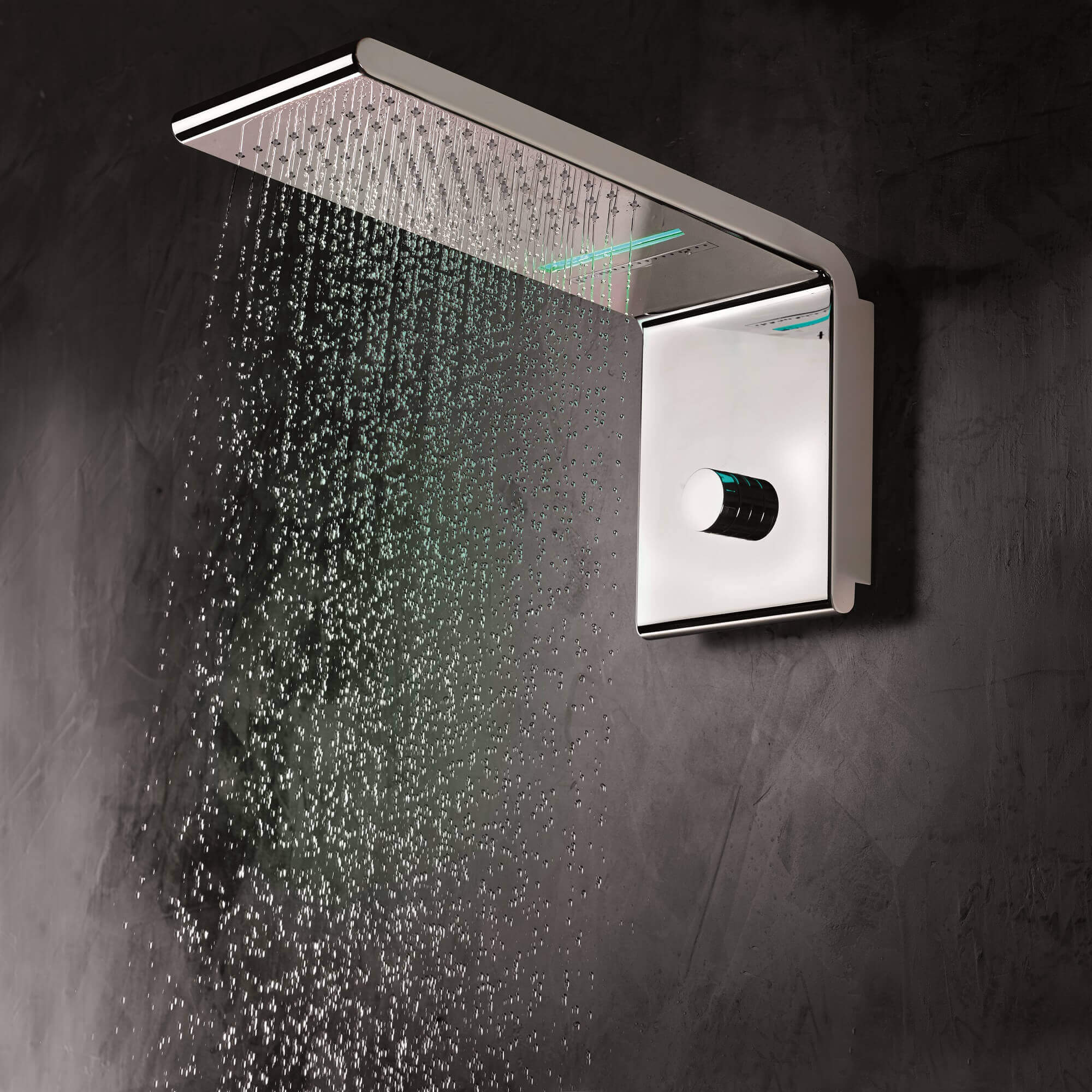 Верхний душ Bossini Syncro Rain 3 режима I00634 Хром с RGB хромотерапией