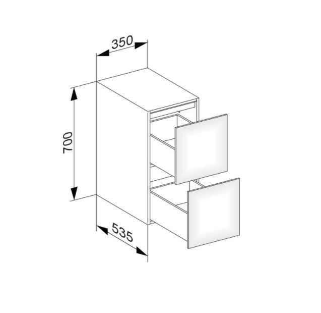 Тумба боковая подвесная KEUCO EDITION 11 31321 280000 с двумя выдвижными фронтами, корпус матовый лак/фасад матовое стекло, кашемир