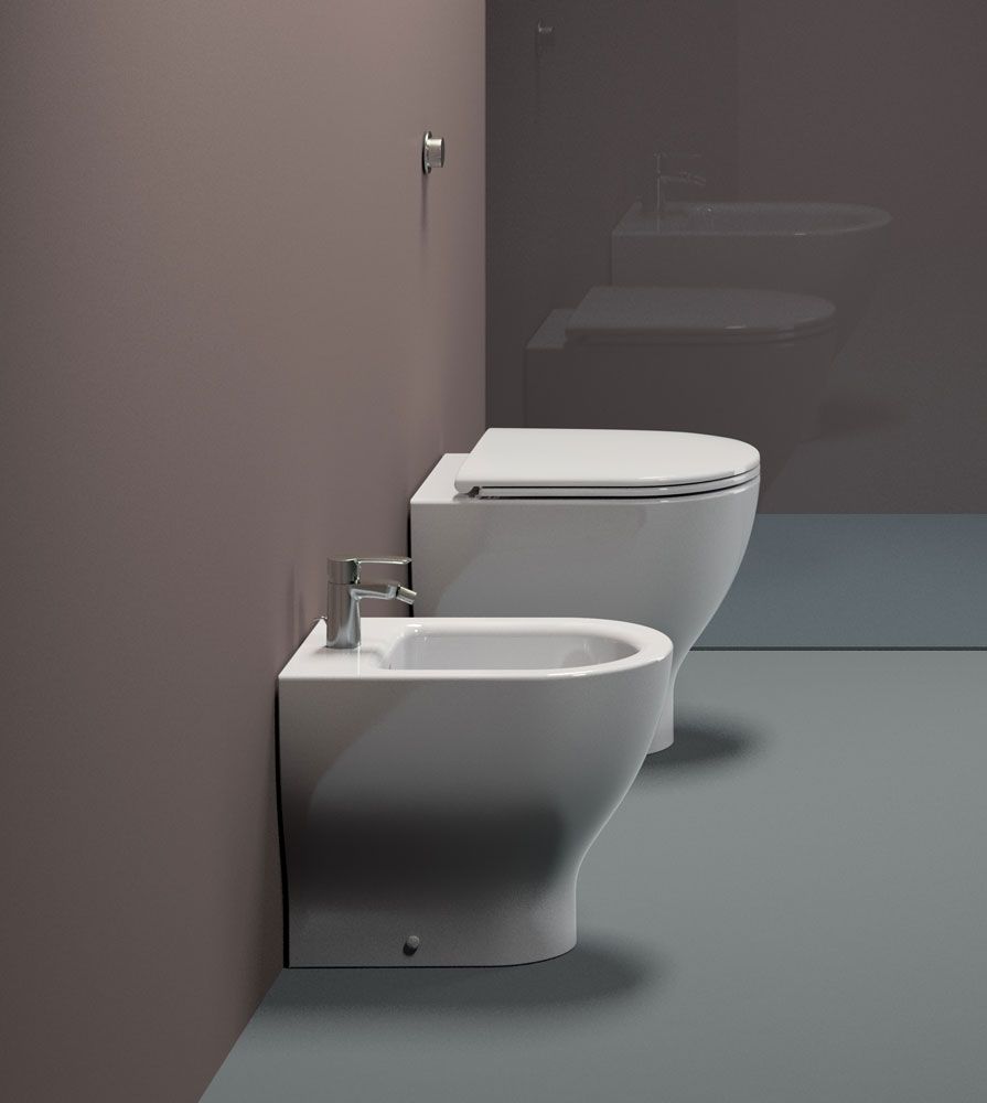 Унитаз приставной безободковый GSI CITY 911011 350 мм х 520 мм, белый глянцевый