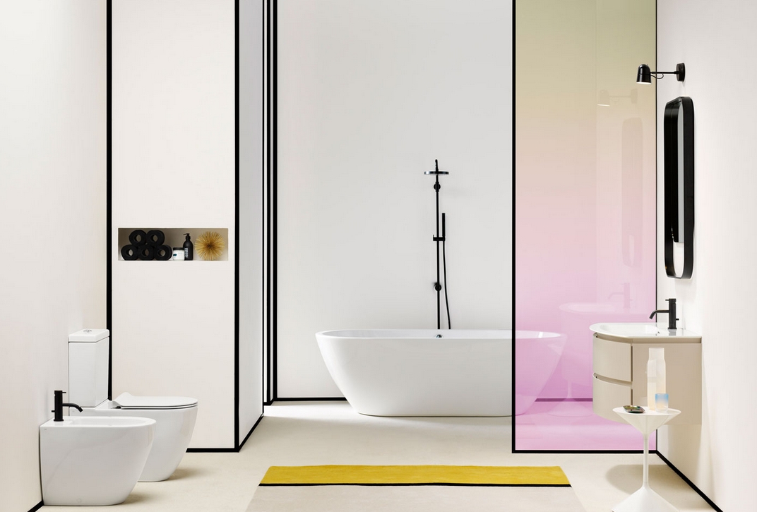 Раковина накладная/подевсная GSI PURA 8825111 1020 мм х 520 мм, с отверстием под смеситель, с переливом, белый глянцевый