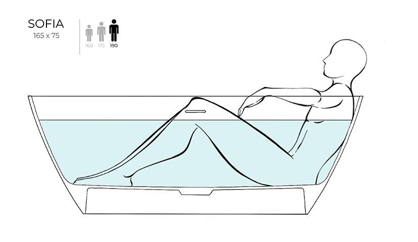 Отдельностоящая ванна с овальной чашей SALINI SOFIA 102521M 1630x750х580 мм, S-Stone, донный клапан, сифон, интегрированный слив-перелив, цвет Белый матовый