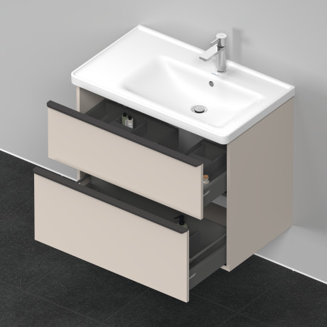 Тумба подвесная под раковину DURAVIT D-Neo DE435809191 784 мм х 452 мм, с выдвижным ящиком и выдвижным отделением, серо-коричневый матовый