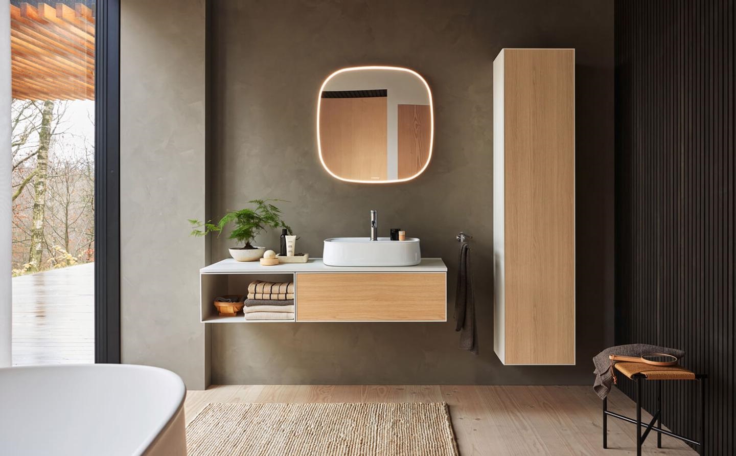 Шкаф-пенал высокий петли справа DURAVIT ZENCHA ZE1352R30800000 360 мм х 400 мм х 1760 мм, натуральный дуб/графит суперматовый