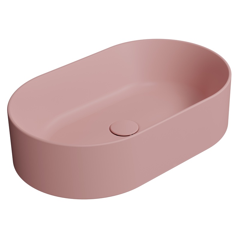 Раковина накладная овальная GSI KUBE X 945824 600 х 370 мм, без перелива, без отверстия под смеситель, цвет Матовый Blush