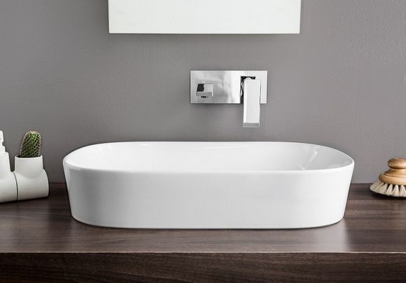 Раковина накладная ARTCERAM GHOST GHL002 01 00 650 мм х 420 мм, без отверстия под смеситель, без перелива, белый глянцевый