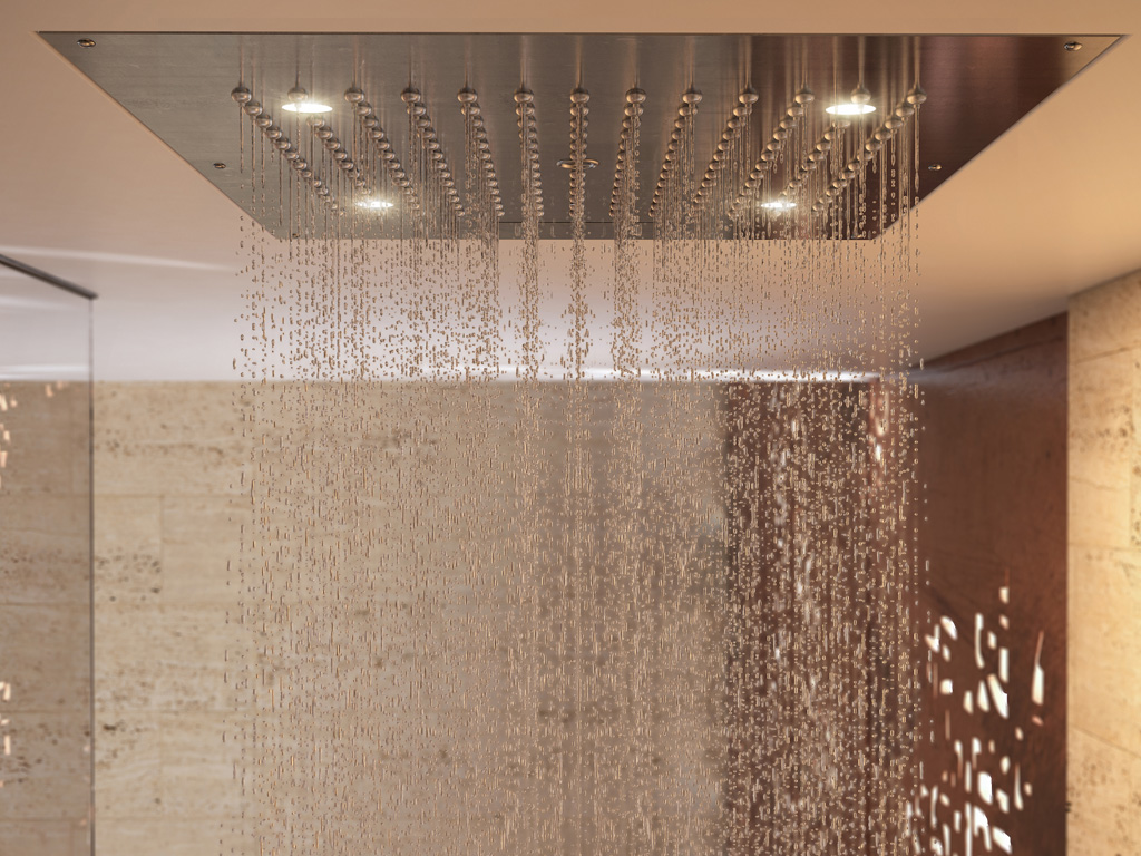 Верхний душ с подсветкой для подвесного потолка DREAM/2 RGB LIGHTS H38905.030 570 мм х 470 мм, с 2 режимами струи, Хром