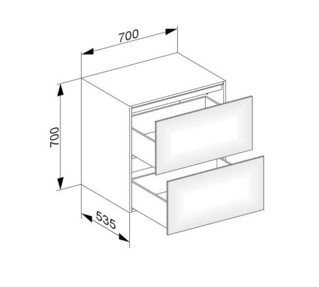 Боковая тумба KEUCO EDITION 11 31323 390000 700 мм х 700 мм, с двумя выдвижными фронтами, корпус/фасад лак структурный, антрацит