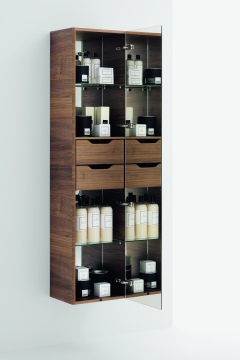 Зеркальный шкаф-пенал высокий  Laufen   Alessi One   4.5802.2.097.630.1  170 см, цвет орех, зеркальная дверь ,петли справа, 2 ящика