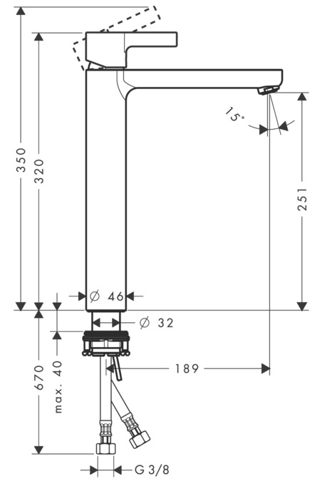 Смеситель для раковины высокий Hansgrohe Metris S 31023000 Хром