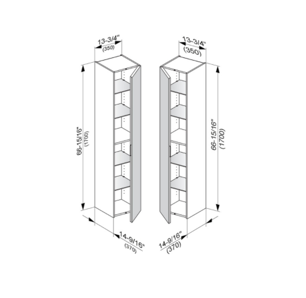 Шкаф - пенал высокий подвесной KEUCO EDITION 11 31330 140001 петли слева, 4 стеклянные полки, корпус матовый лак/фасад глянцевое стекло, трюфель