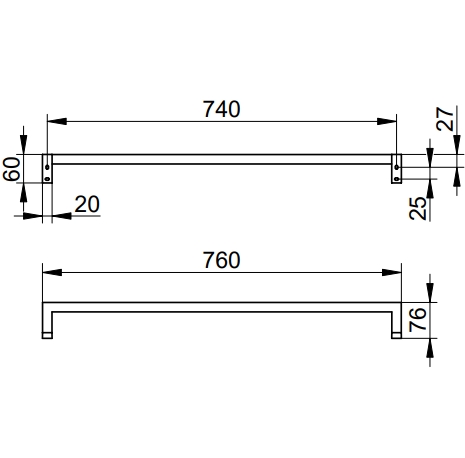 Полотенцедержатель KEUCO EDITION 90 Square 19101 010800 800 мм, хром