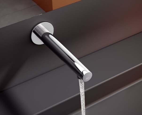 Смеситель электронный для раковины 59517 011101 с круглой розеткой, с питанием от сети, вылет 252 мм, с инфракрасным сенсором, хром