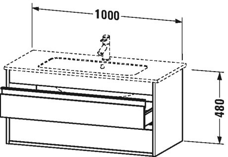Тумба подвесная под раковину Duravit Ketho KT643002121 с двумя выдвижными ящиками, орех тёмный