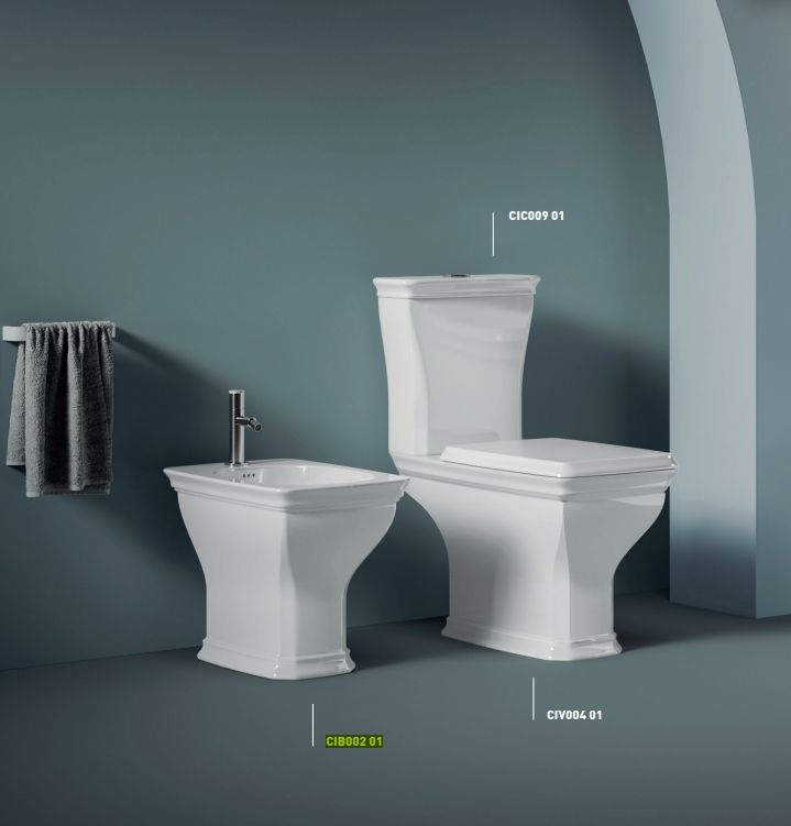 Биде напольное ARTCERAM CIVITAS CIB002 01 00 360 мм х 540 мм, с отверстием под смеситель, с переливом, с креплением, белое глянцевое