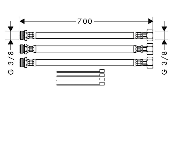 Шланговое удлинение для смесителя на 2 отверстия AXOR Uno 38960000 хром