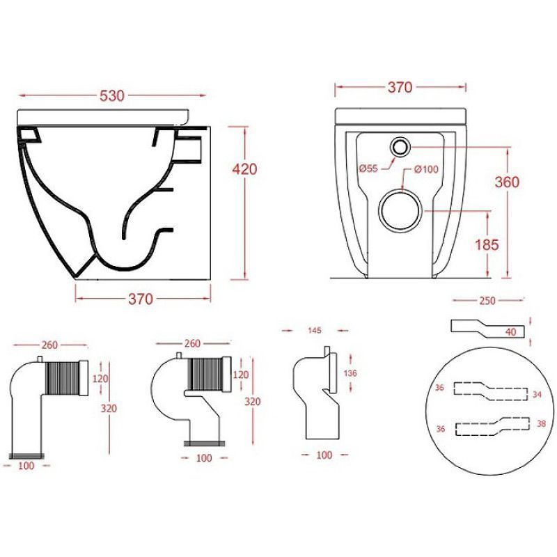 Унитаз приставной безободковый ARTCERAM FILE 2.0 FLV005 01 30 370 мм х 530 мм, c креплением, белый глянцевый