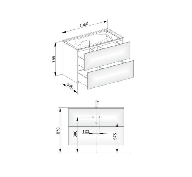 Тумба подвесная под раковину KEUCO EDITION 11 31352 270100 с двумя выдвижными фронтами, с внутренней светодиодной подсветкой, корпус матовый лак/фасад матовое стекло, белая