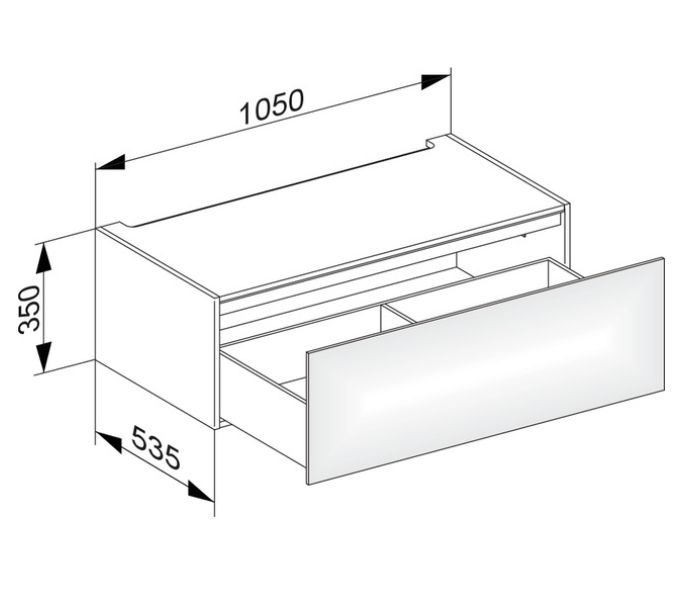 Модуль нижнего шкафа KEUCO EDITION 11 31312 180000 для встройки снизу, с одним выдвижным ящиком, корпус матовый лак/фасад глянцевое стекло, кашемир