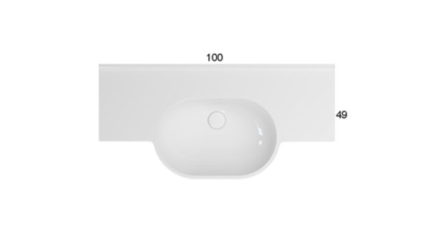 Раковина подвесная GLOBO MODE ME100BI 1000 мм х 490 мм х 200 мм, c отверстием под смеситель, с переливом, белая глянцевая