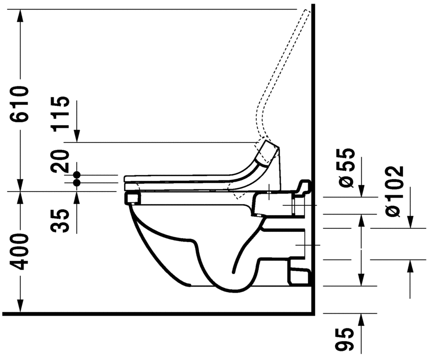 Унитаз подвесной удлинённый Duravit Starck 3 22260900001 с вертикальным смывом, без сидения, с покрытием WonderGliss, белый