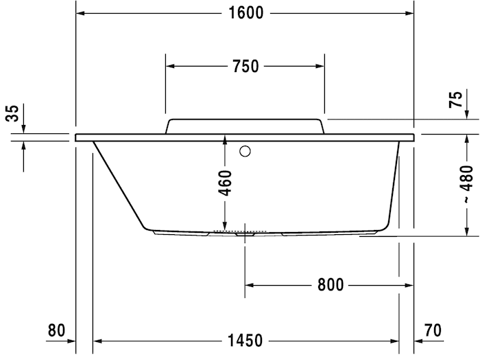 Акриловая встраиваемая ванна Duravit DuraStyle 700292000000000 1600 х 700