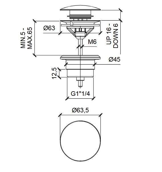 Донный клапан универсальный ALMAR WASH BASIN E094000.CO цвет Cooper