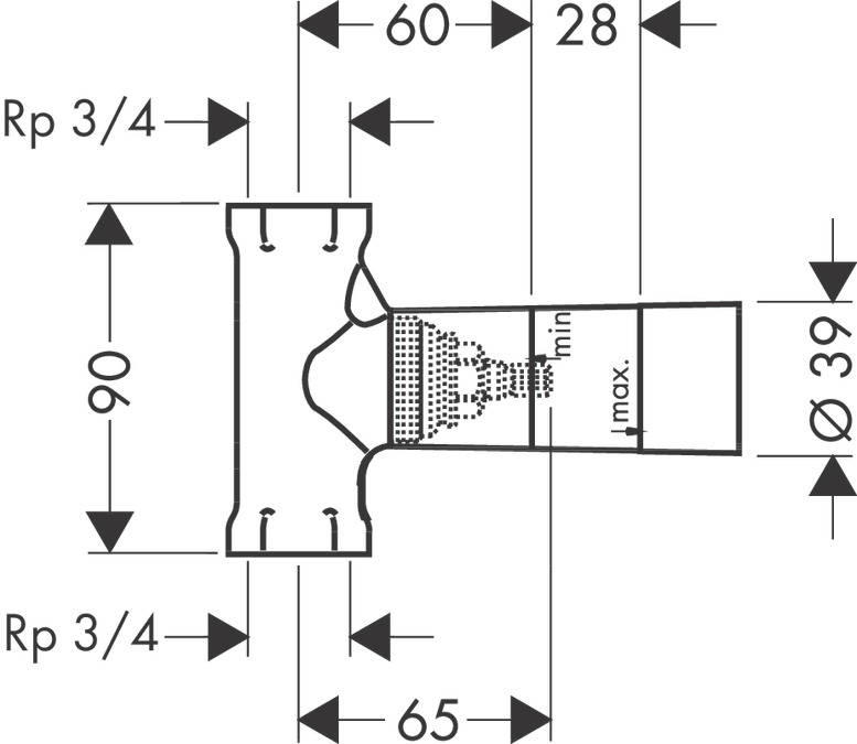 Скрытая часть запорного вентиля Hansgrohe 15970180 расход воды 130 л/мин