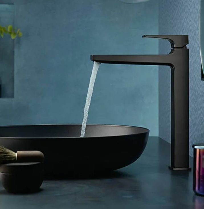 Смеситель для раковины Hansgrohe Talis E 71716670 с донным клапаном, чёрный матовый