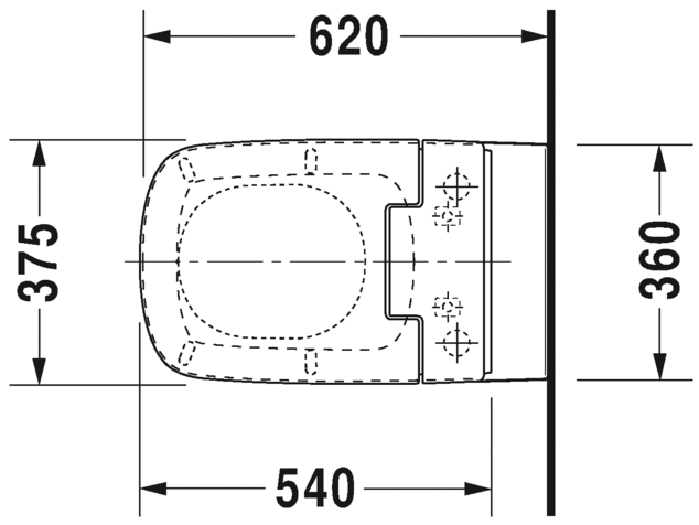 Унитаз подвесной Duravit DuraStyle 25375900001 с вертикальным смывом, для SensoWash, c покрытием WonderGliss, белый