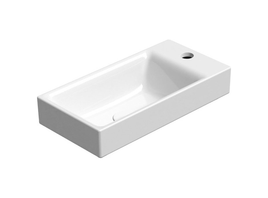 Раковина накладная/подвесная GSI NUBES 9637111 500 мм х 250 мм х 135 мм, без перелива, с отверстием под смеситель справа или слева, цвет Белый глянцевый