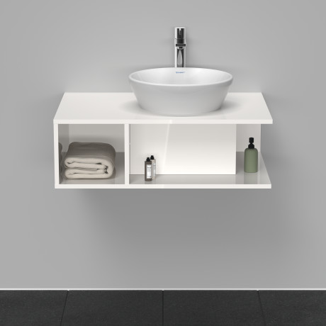 Тумба подвесная под раковину DURAVIT D-Neo DE495802222 800 мм х 550 мм, с консолью, с открытой полкой слева, белый глянцевый
