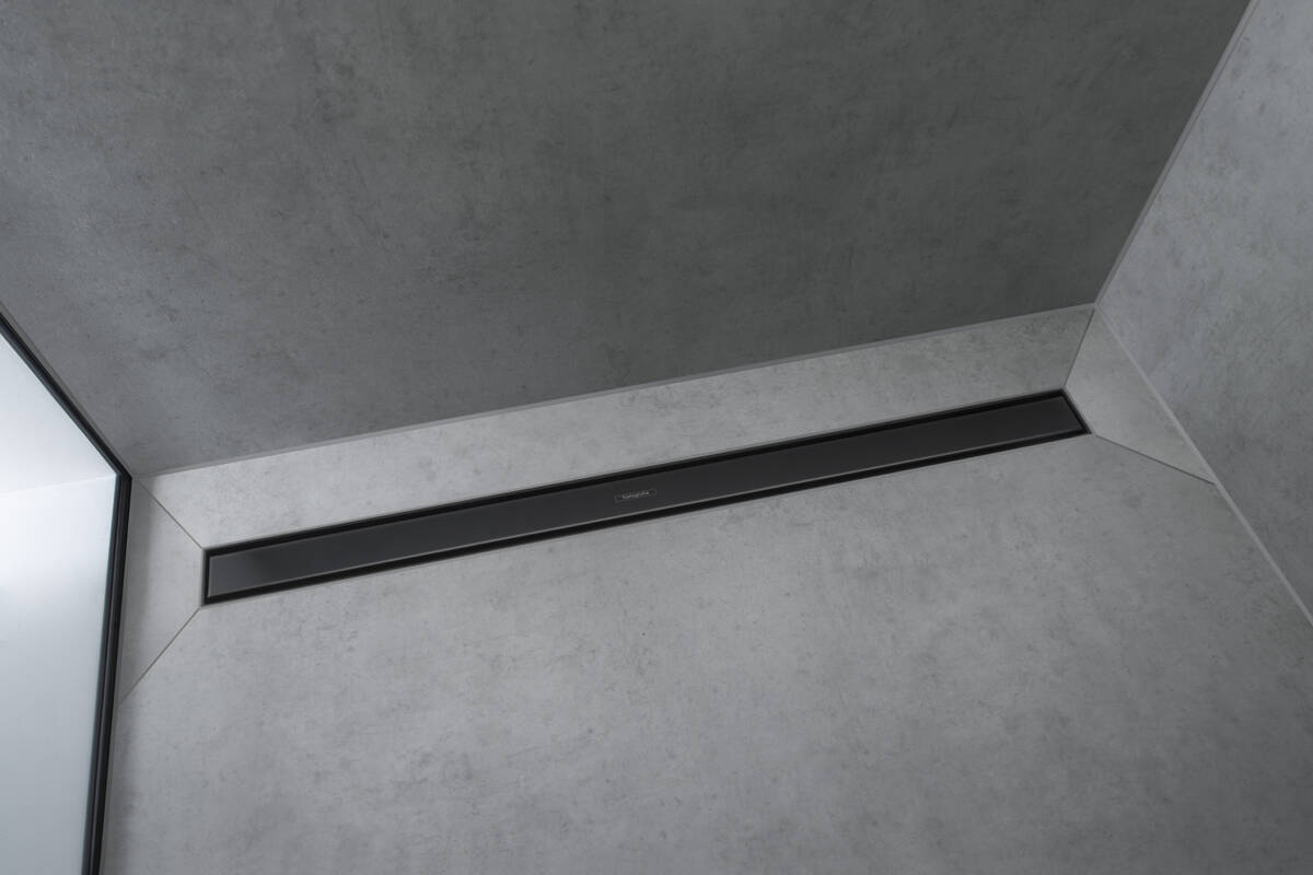 Внешняя часть линейного слива для душа HANSGROHE RainDrain Match 56038610 800 мм, c регулировкой по высоте, чёрный