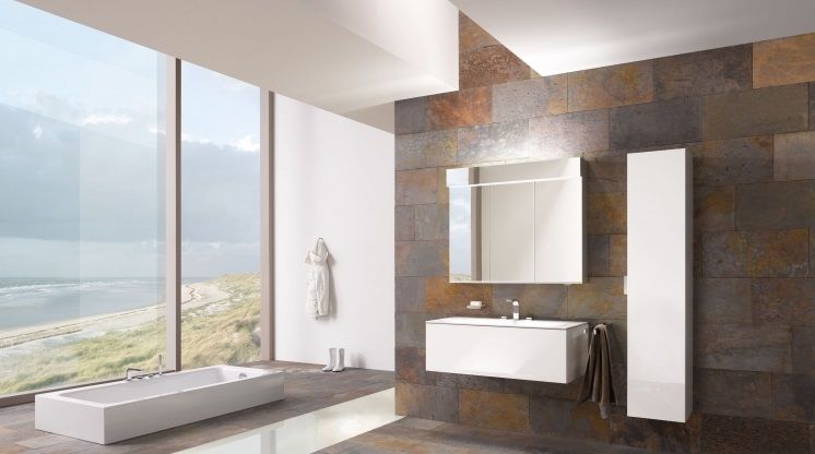 Тумба подвесная под раковину KEUCO EDITION 11 31361 110000 с одним выдвижным фронтом, корпус лак матовый/фасад глянцевое стекло, антрацит