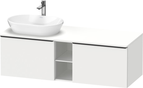 Тумба подвесная под раковину слева DURAVIT D-Neo DE4950L1818 1400 мм х 550 мм, с 2 выдвижными ящиками и открытой полкой, белый матовый