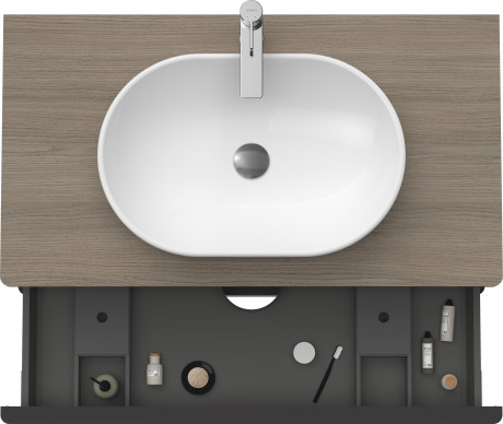 Тумба подвесная под раковину DURAVIT D-Neo DE496803535 550 мм х 1000 мм, с двумя выдвижными ящиками и консолью, дуб терра