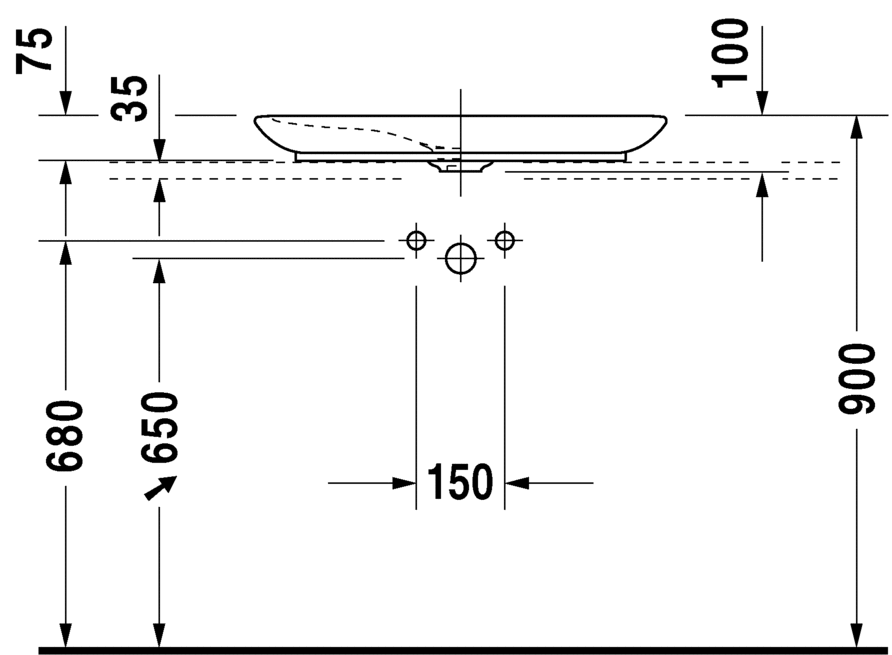 Раковина встраиваемая сверху Duravit puravida 0370700000 69х41см